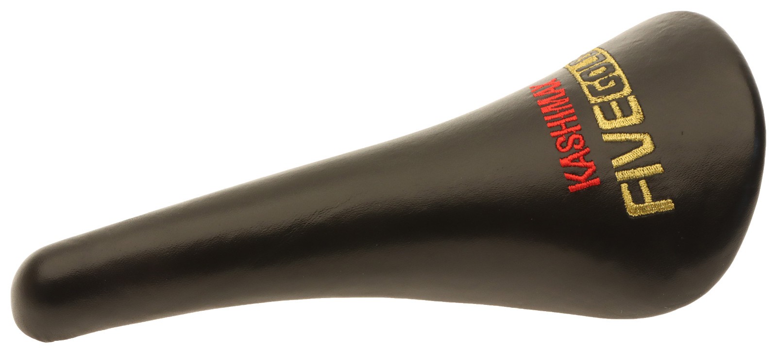 Kashimax Five Gold 8PE Saddle NJS 30mm Rails Black Smooth Leather w Logo NEW NOS