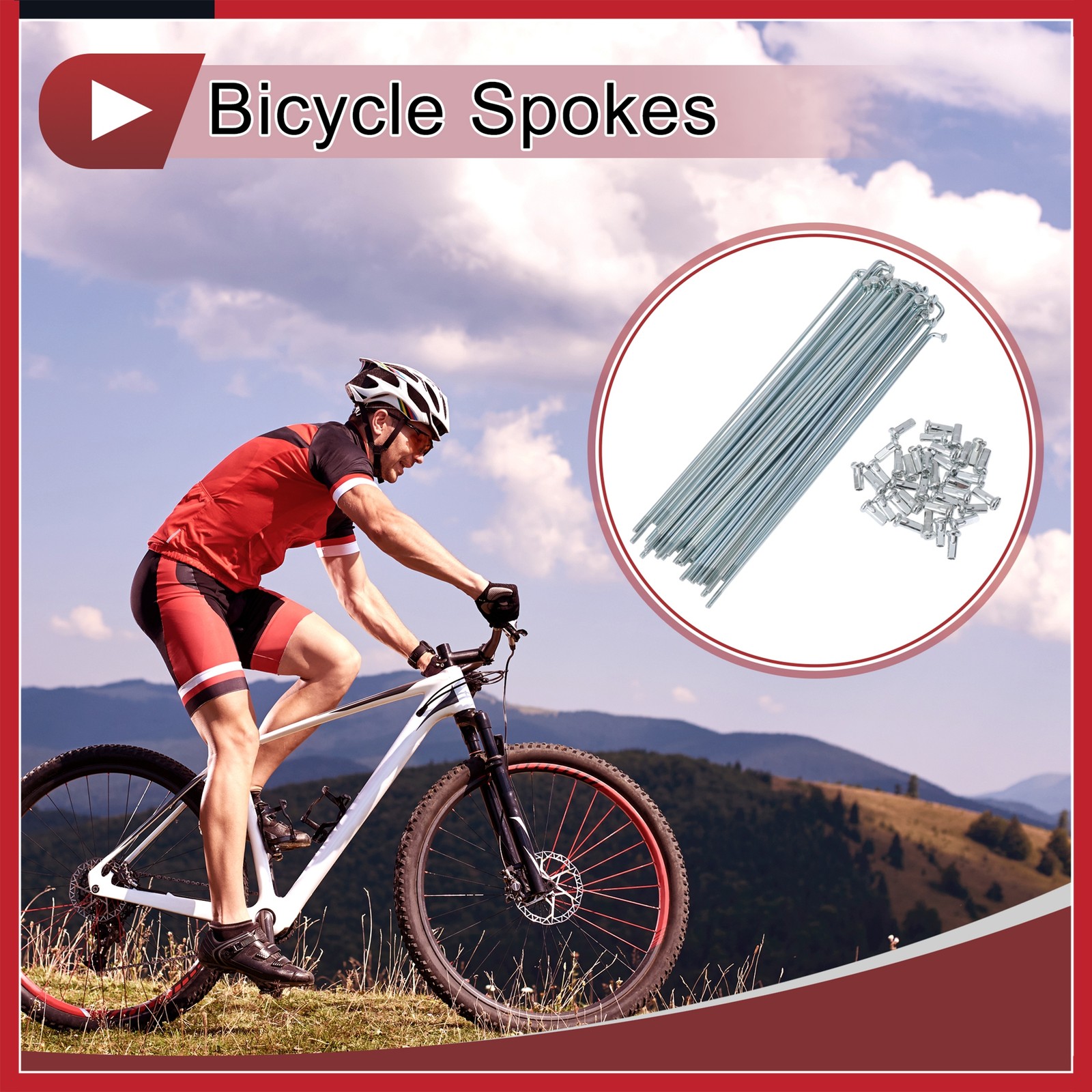 36Set 12G Bicycle Spokes 169mm Bike Wheel Spoke 45 Steel Galvanized Silver Tone
