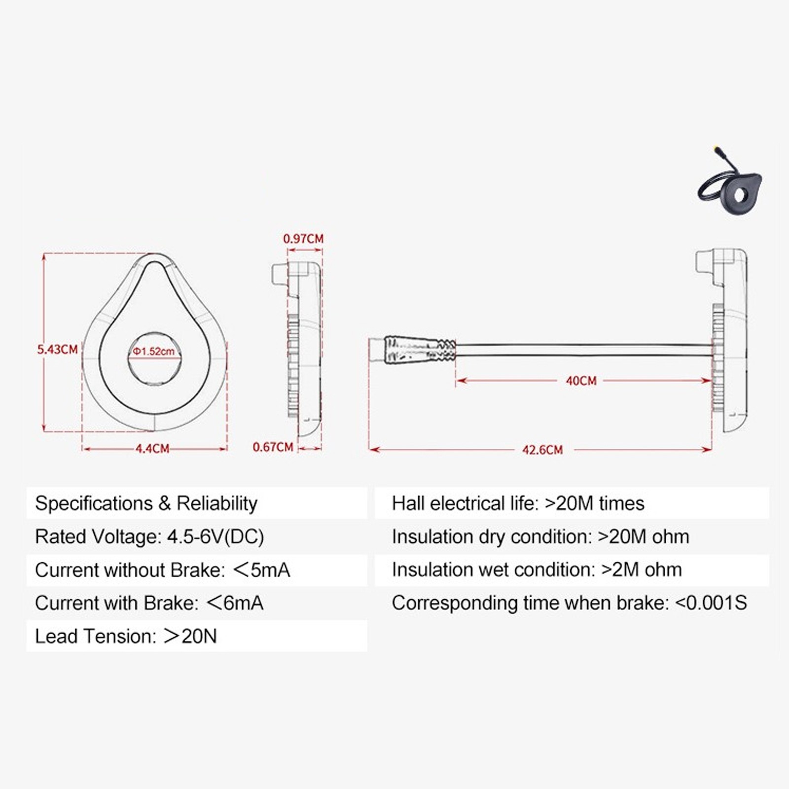 Electric Bicycle Pedal Assist Sensor KD‑2PS‑L 12 Magnets Double Hall Durable