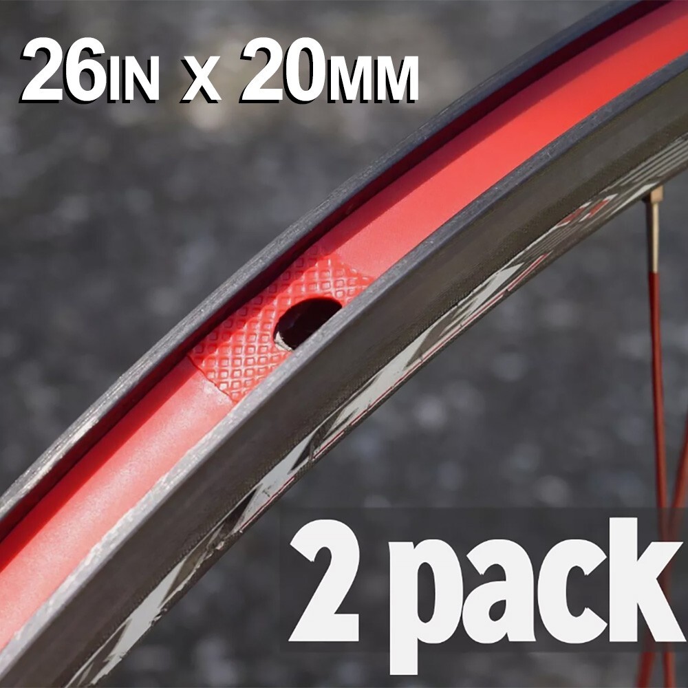 Red Bicycle Wheel Rim Strips – 26 inch x 20mm – 2 pack – Alternative to Rim Tape