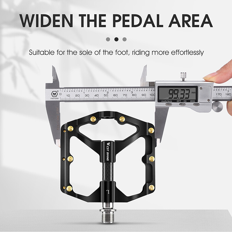 WEST BIKING Carbon Fiber Axle 3 Bearings MTB Road Bike Bicycle Pedals Titanium