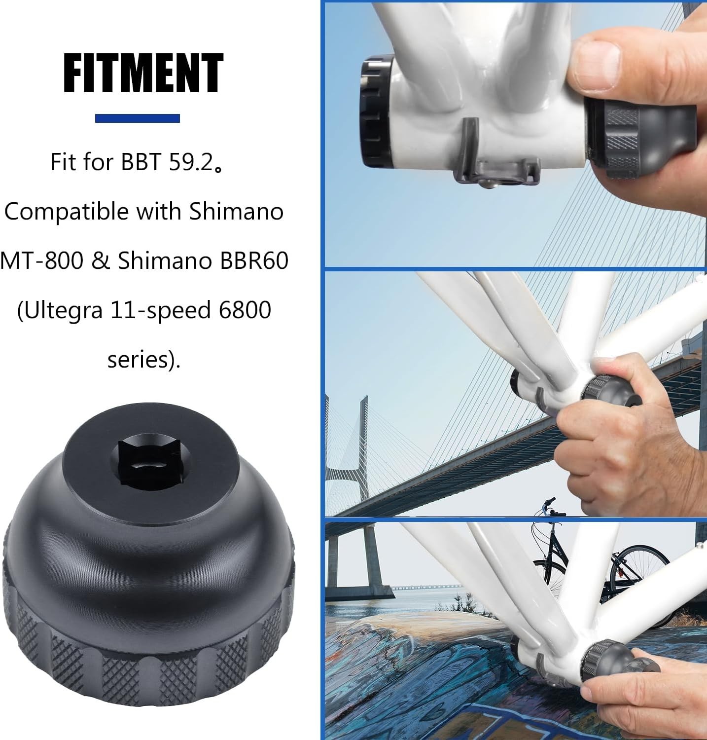 16-Notch Bottom Bracket Tool Bottom for Shimano BBR60 MT-800 for BBT-59.2 balck