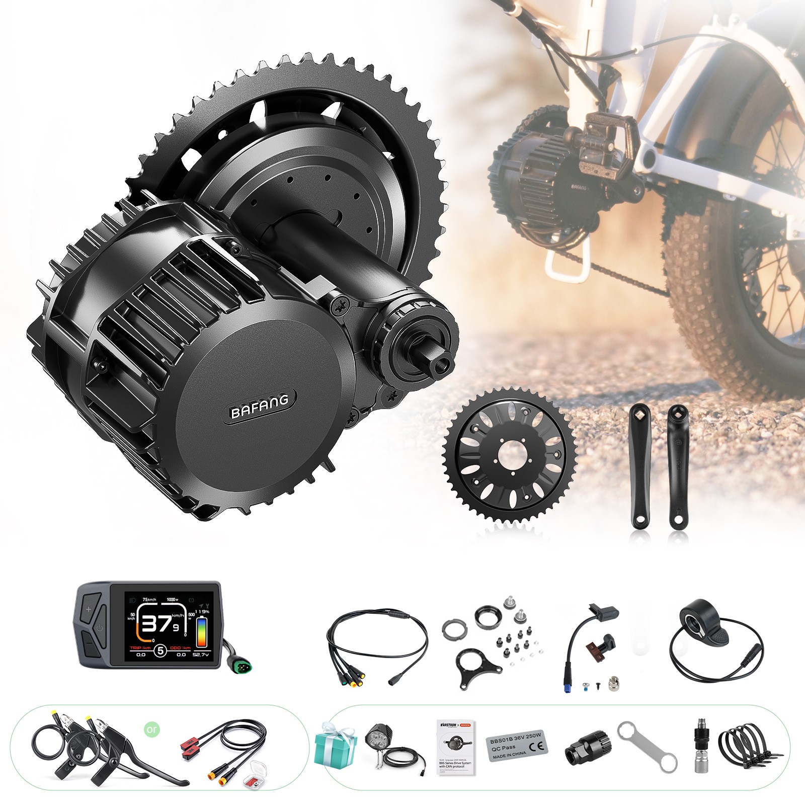 Bafang 52V 1000W Mid Drive Motor BBSHD 68-73MM DIY Ebike Conversion Kits 160N.m