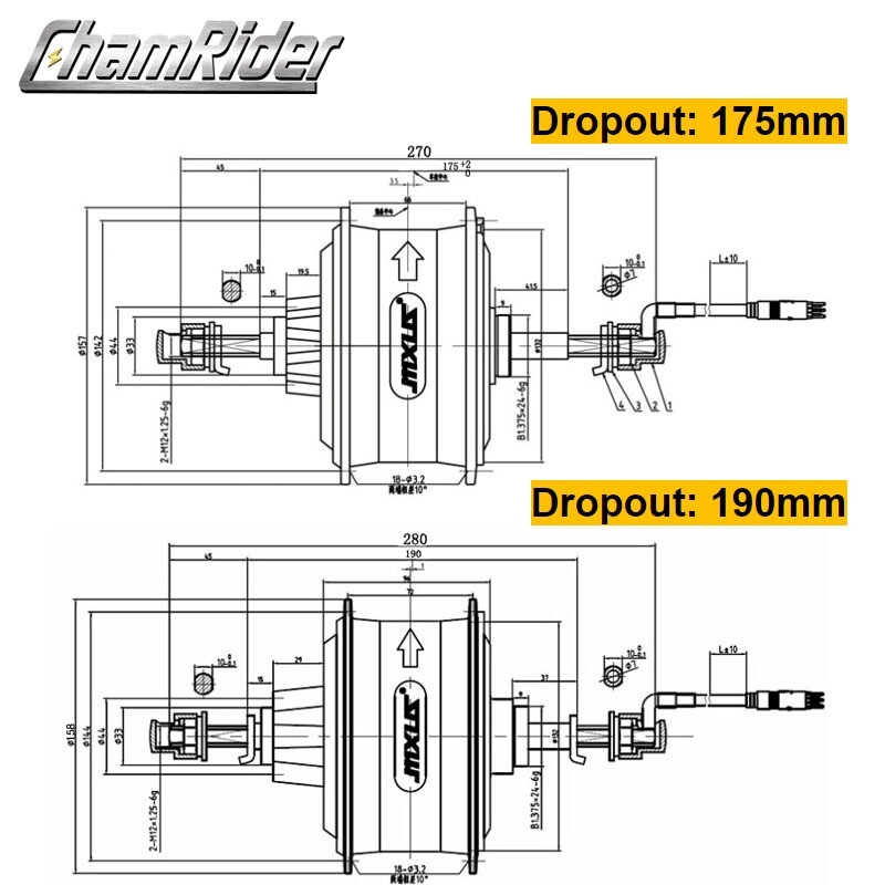 48V 750W Brushless Gear Rear Wheel Drive Hub Motor Fat E-bike for 175 mm 190mm