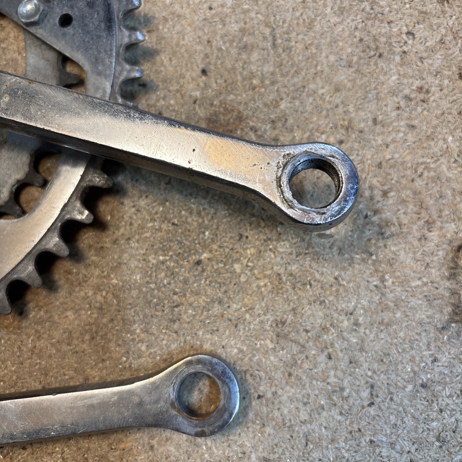 Vintage Unbranded Crankset Steel 52/40 Cottered 170mm 3-arm