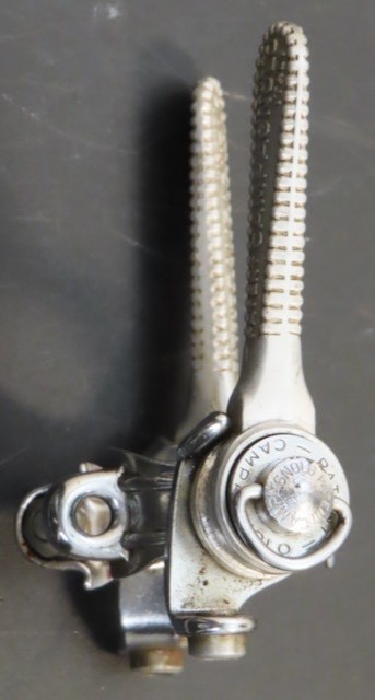Vintage Campagnolo Nuovo Record clamp on down tube friction shifters Italy