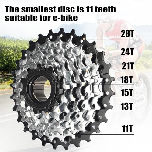 7/8 Speed E-Bike Freewheel 11-28T/11-32T Screw-On Replacement Parts, Threaded Ty
