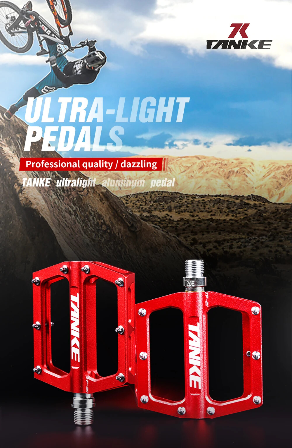 Mountain Bike Pedals Ultralight Hollow Anti-skid Bearing MTB Foot Pedals
