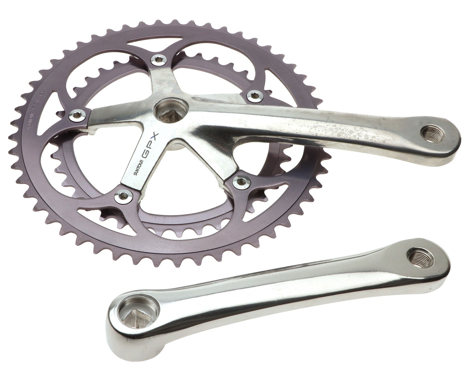 Sun Tour GPX CW-90 Crankset 8 Speed 170mm Silver 53/40 NOS NEW **Driveside Blem