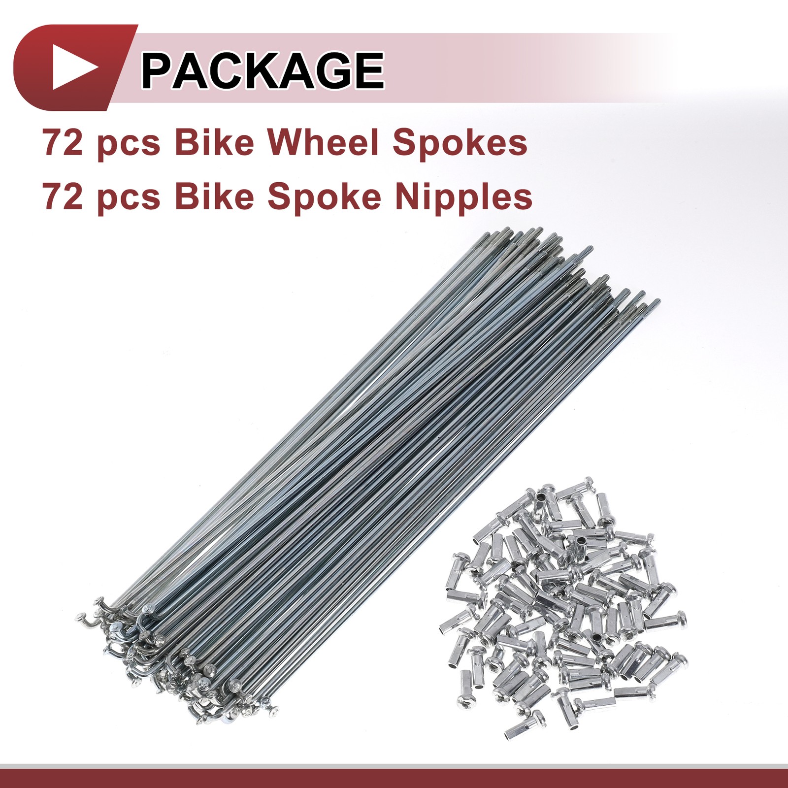 72 Set 14G Bicycle Spokes 190mm Bike Wheel Spokes Carbon Steel Galvanized