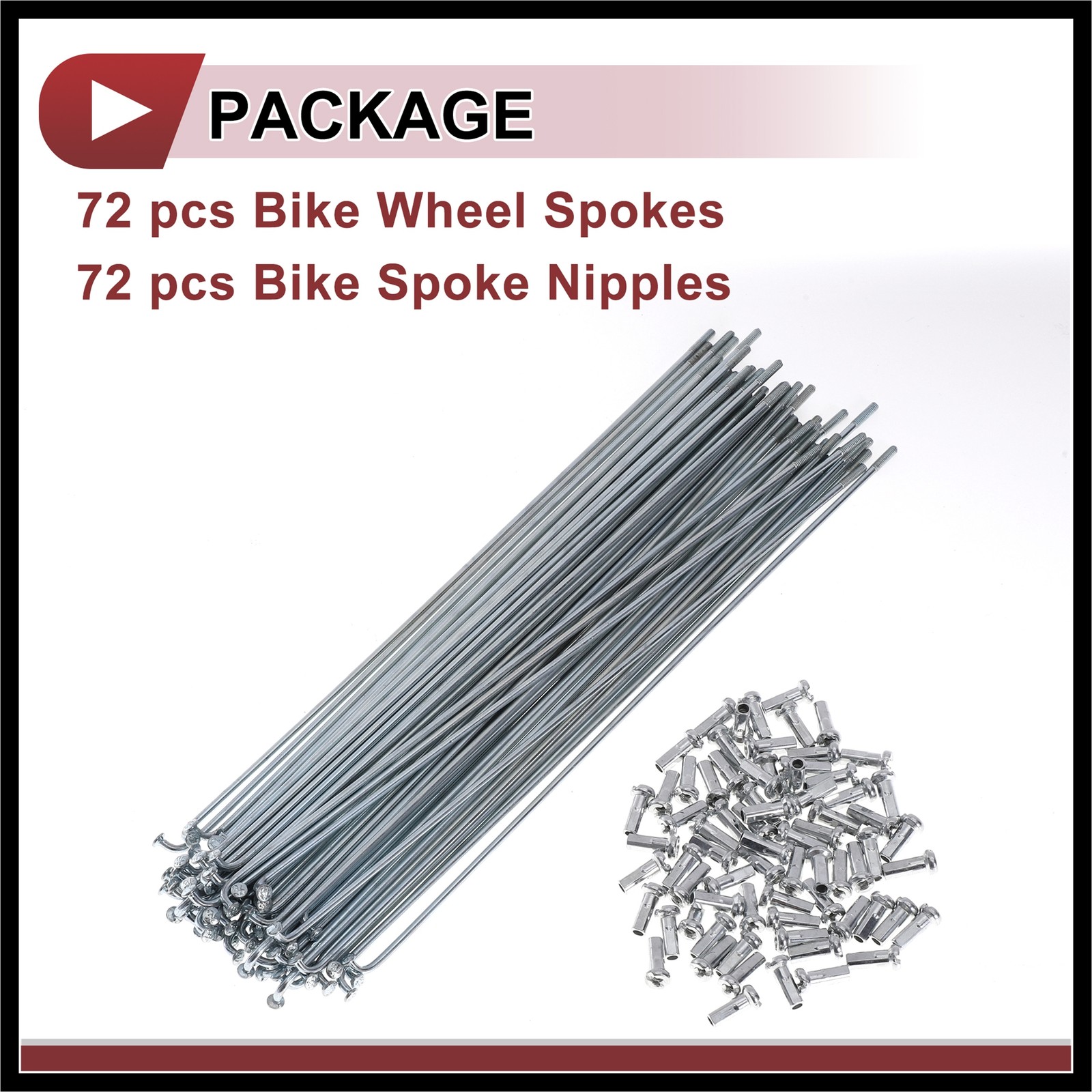 72 Set 14G Bicycle Spokes 194mm Bike Wheel Spoke Carbon Steel Galvanized
