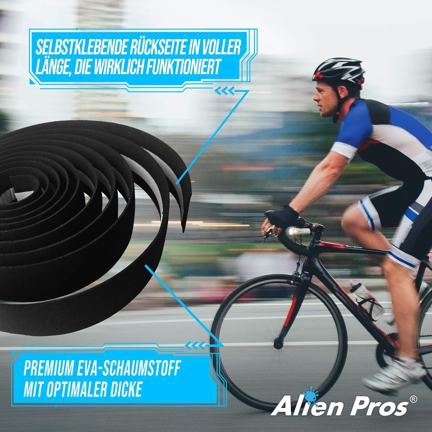 Bike Handlebar Tape EVA Set of 2 Black Grip Wraps for Road Bike Comfort