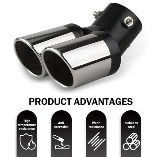 Car Dual Exhaust Tip, 2.5″ Dual Tail Pipe Muffler Tip, Stainless 1 PC Blue