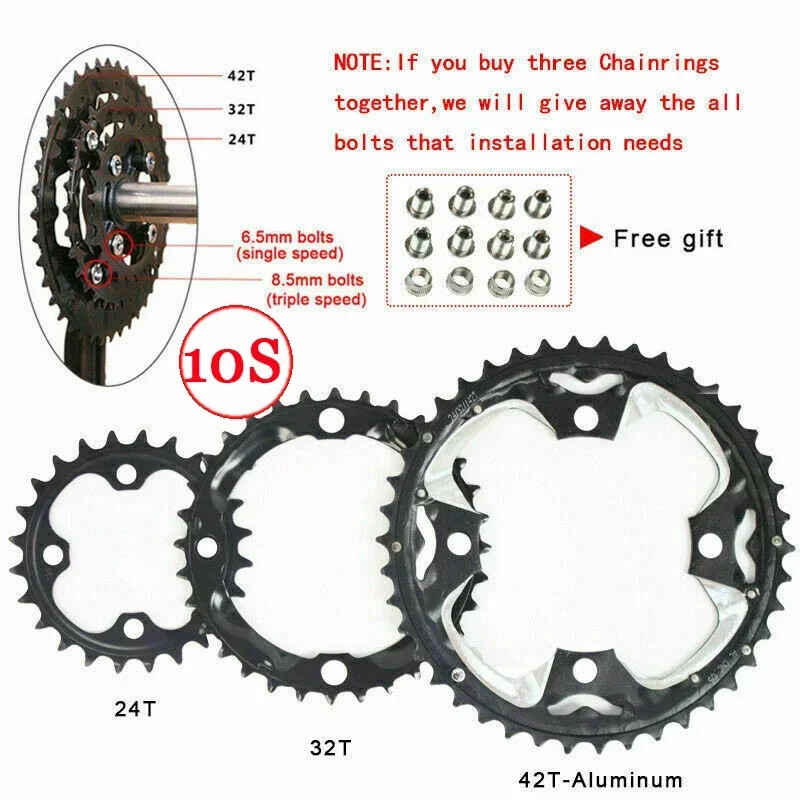 Bicycle Chainring 104/64BCD MTB Chainwheel 24T 26T 28T 32T 38T 42T 44T Double/Tr