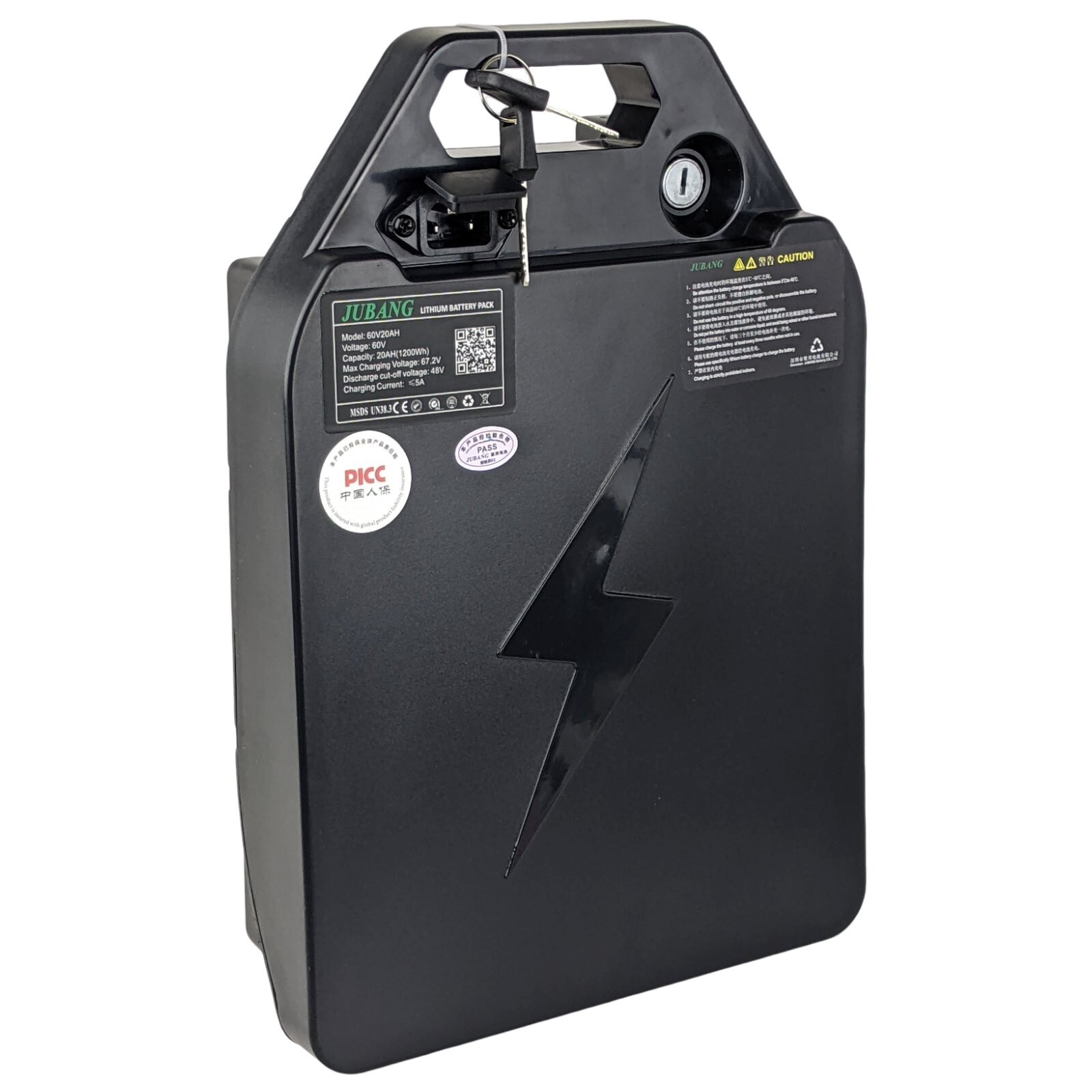 60V Electric Ebike Lithium Ion Battery 60V 20Ah with Keys for Electric Scooters