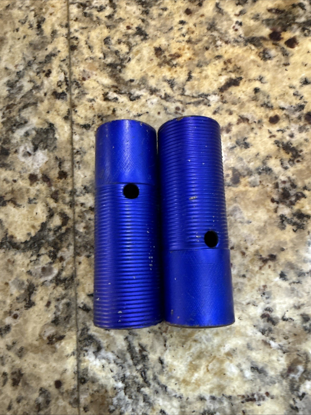 TWO VTG BMX Screw On Axle Pegs • Wheelie Pegs 3/8-14mm Blue