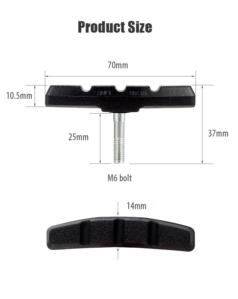 5 Pairs High Grade Cycling Bicycle Bike V Brake Pads 70mm Shoes Pads Black