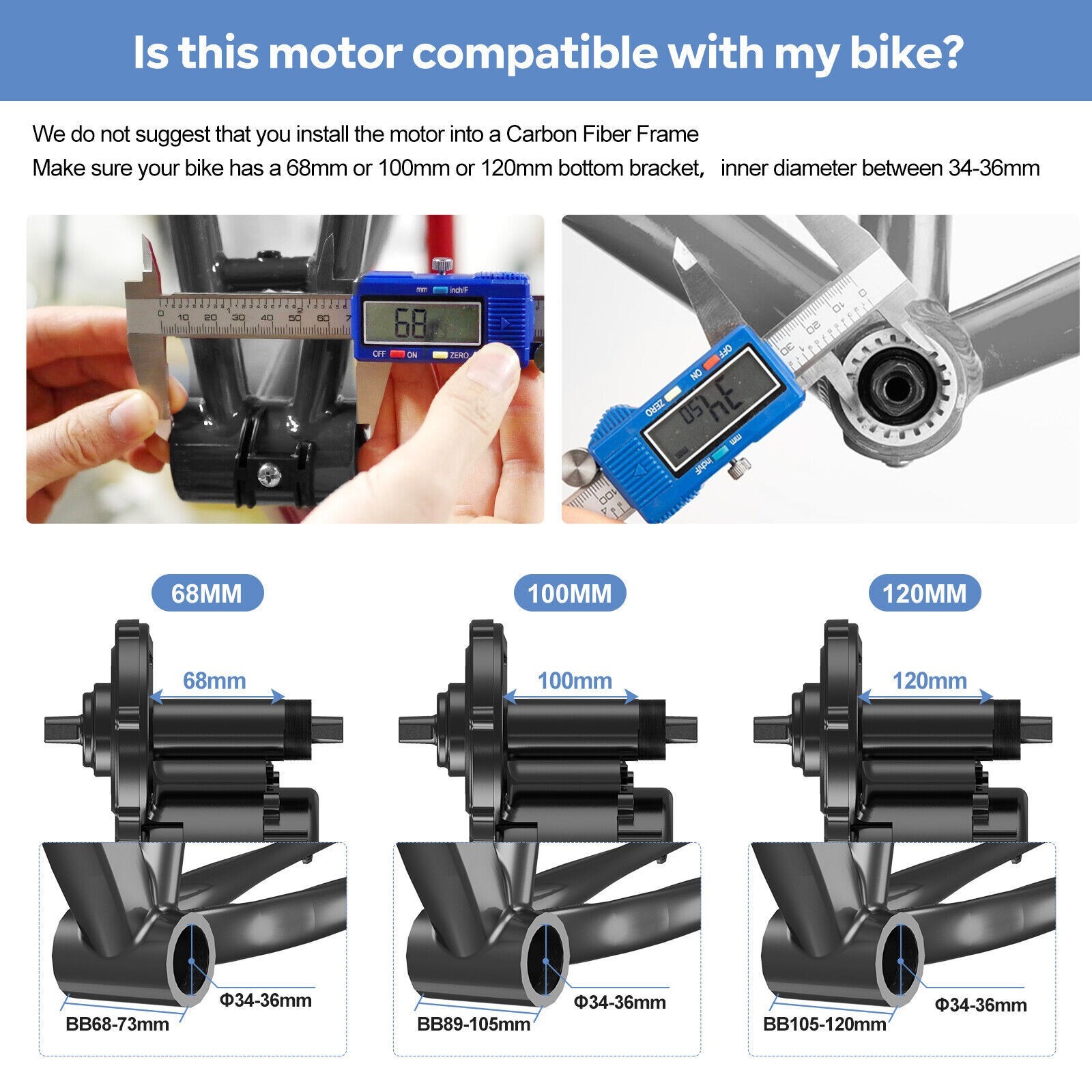 Ebike BAFANG 52V 1000W BBSHD Uart Mid Drive Motor Conversion Kit BB 68/100/120mm