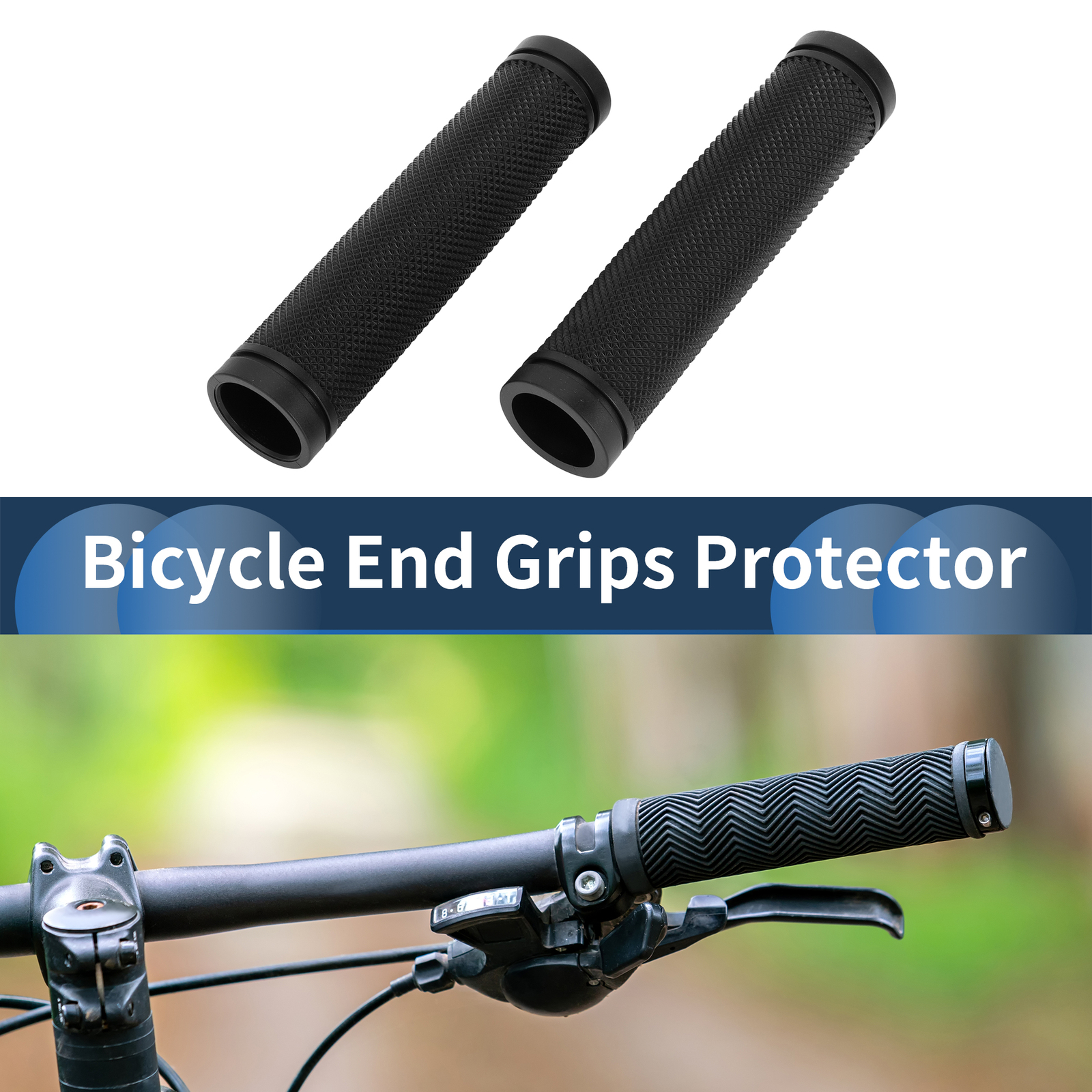 Bike Handlebar Grips Cover 162mm End Grip Protector Rubber Black Non-Slip 1 Pair