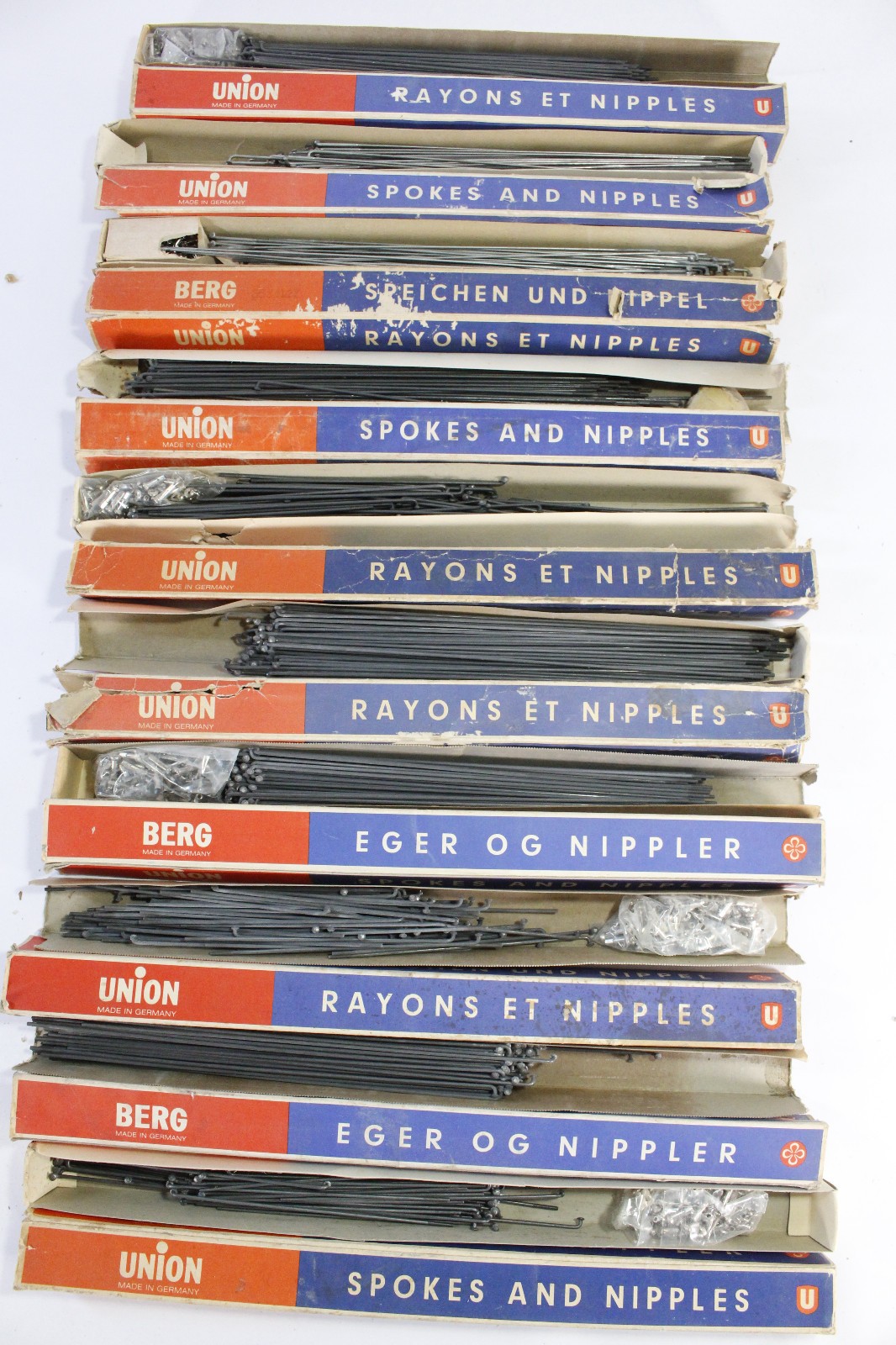 (10) Berg Union Bike Spokes/Nipples Boxes Assorted Sizes NOS 1980s Germany