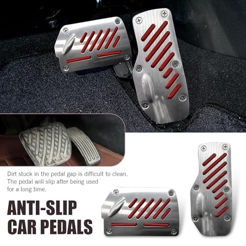 Car Brake Pedal Cover, Universal Automatic Transmission Pedal 2 PCS Red