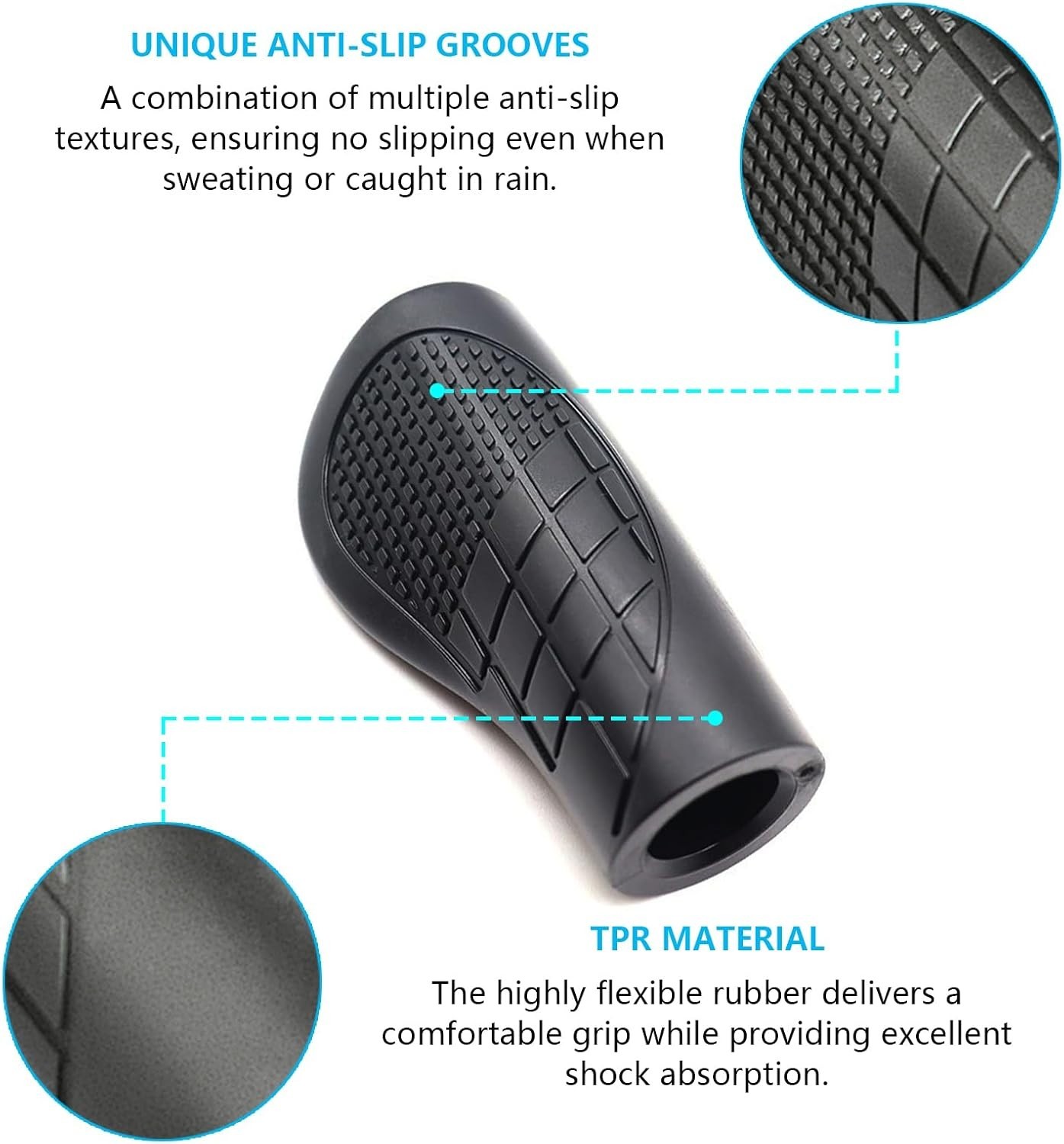 Snmzlc Ergonomic Bike Handlebar Grips,Length 100mm/3.94″,for 100mm, black
