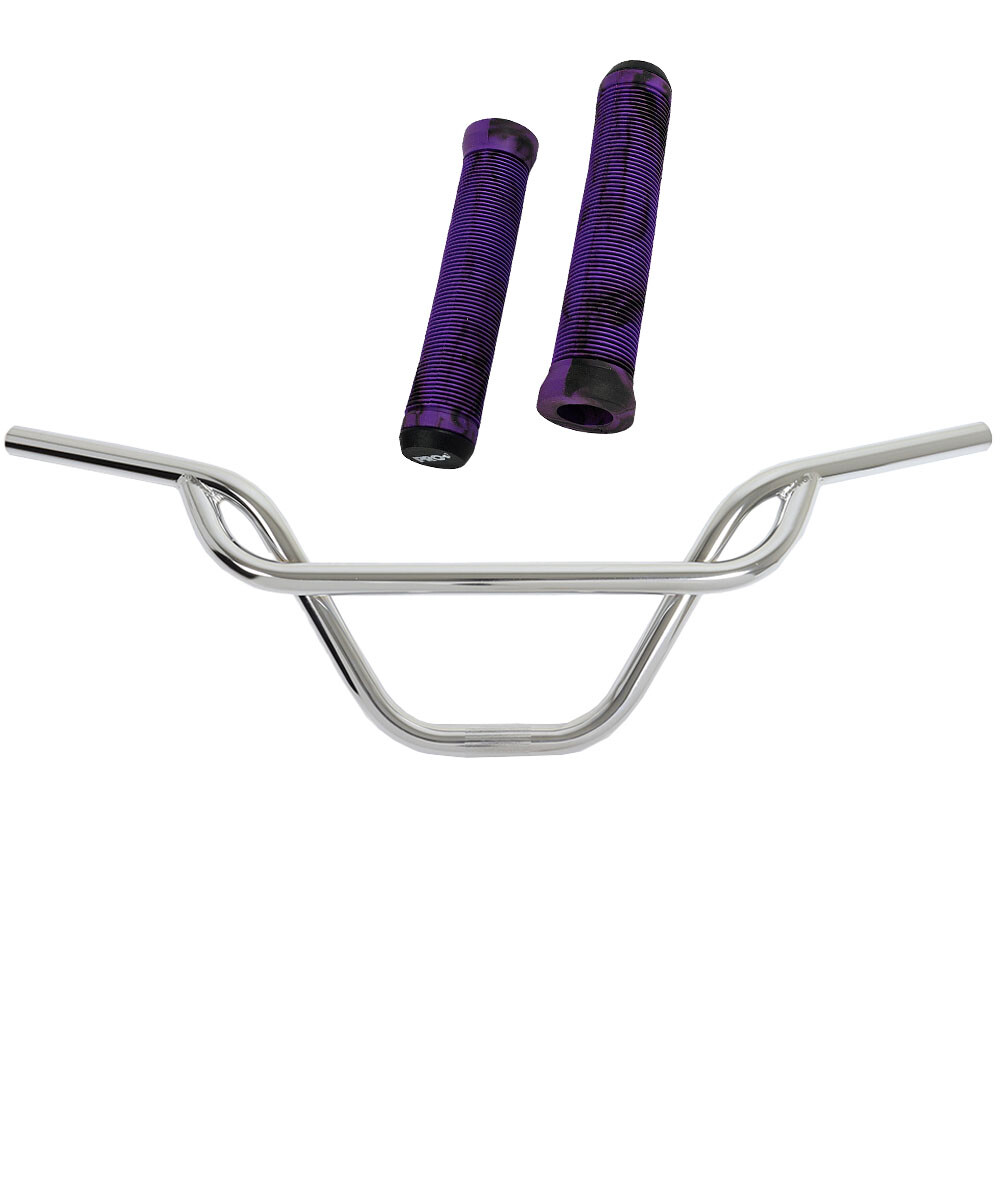 OG Lowrider Handlebar Freestyle 325 Steel Chrome, Flangeless Black/Purple Grips
