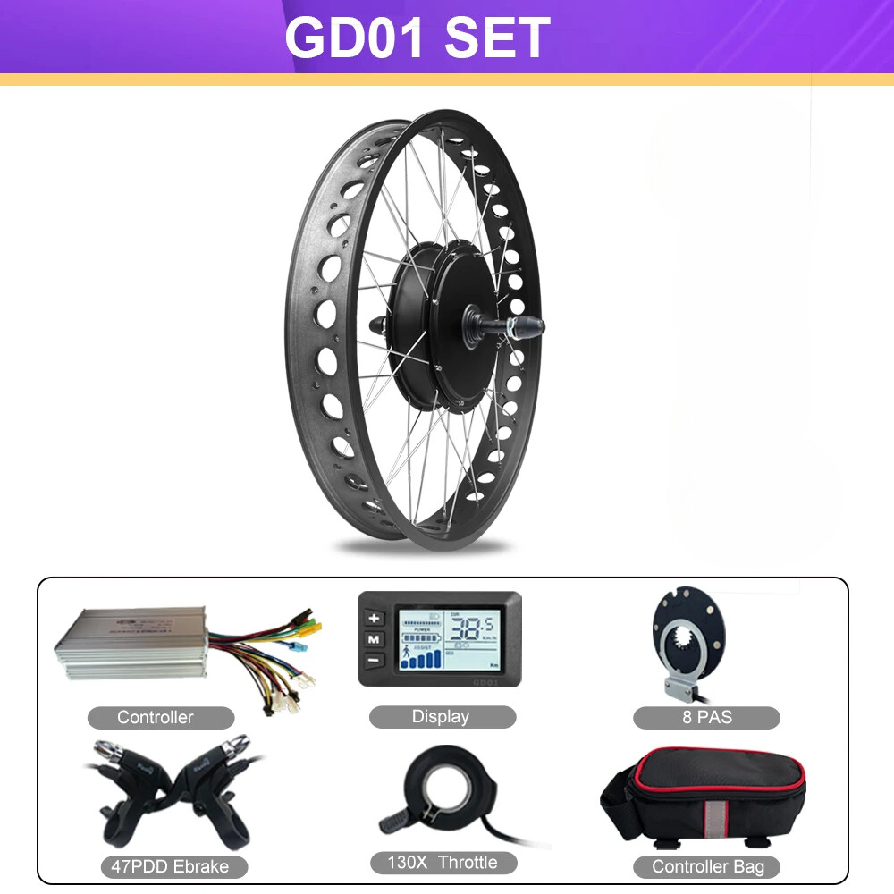 48V 1000W 1500W Snow Electric Bicycle Fat Tire Rear Rotate Hub Motor 20/24/26”