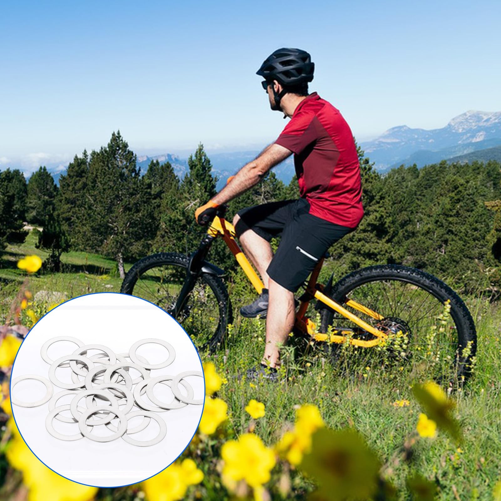 20PCS Pedal Washers Spacers, 9/16” Road Bike Pedal Extenders Bicycle Stainles…