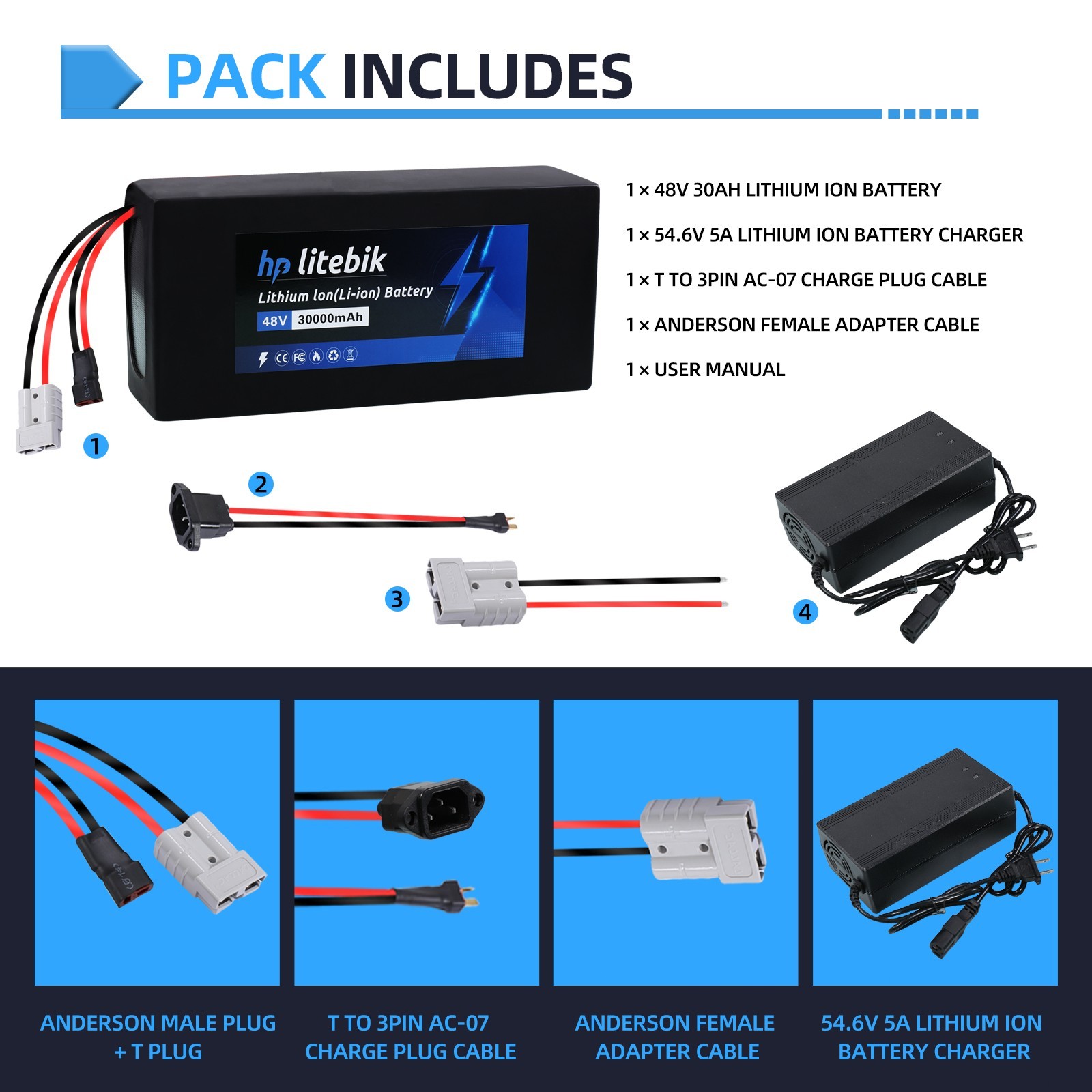 72V 48V 36V 24V Ebike lithium Battery For Electric Bicycle 200W-3600W Motors BMS