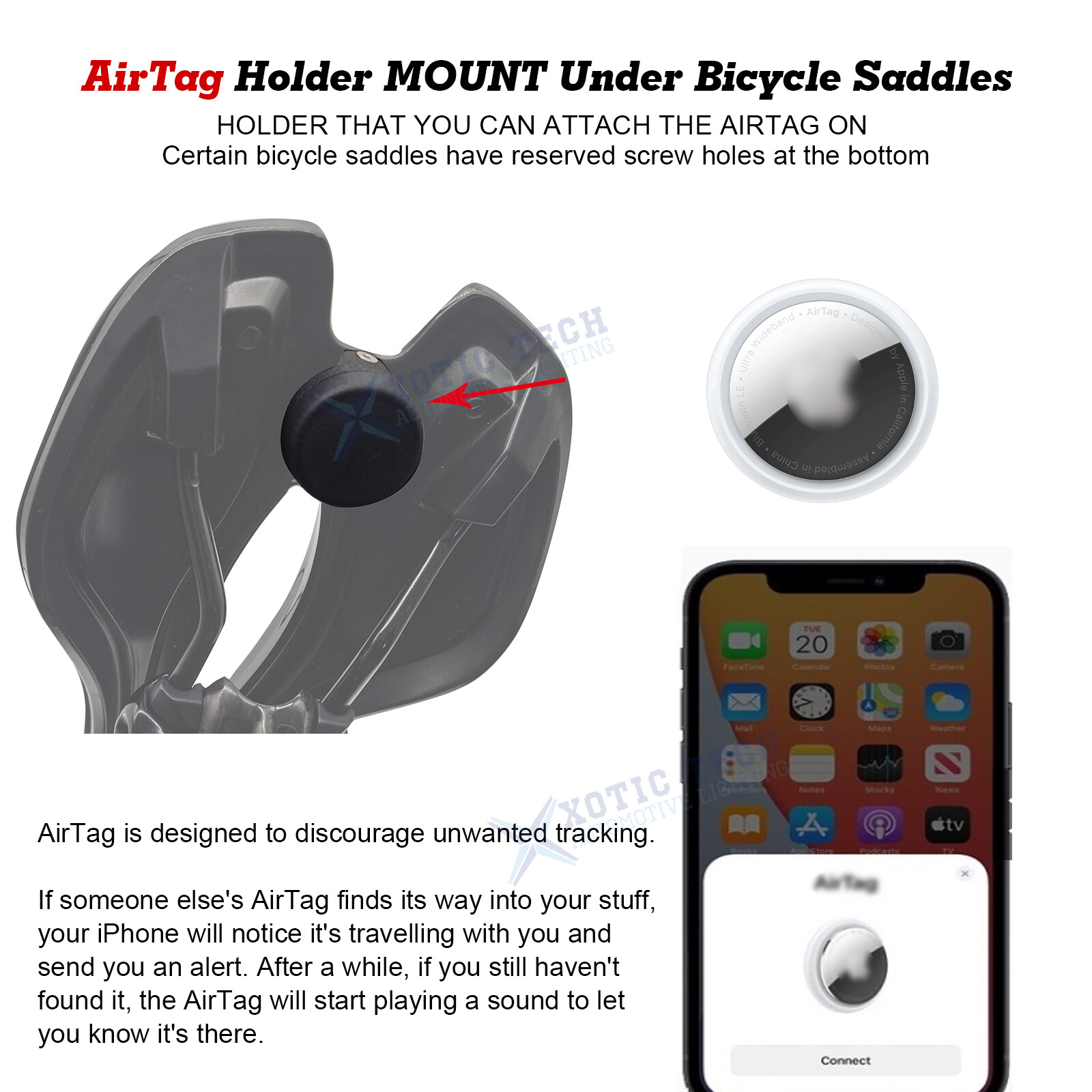 Bike GPS Tracker Saddles AirTag Holder Mount for Giant Alacra Unclip Saddles