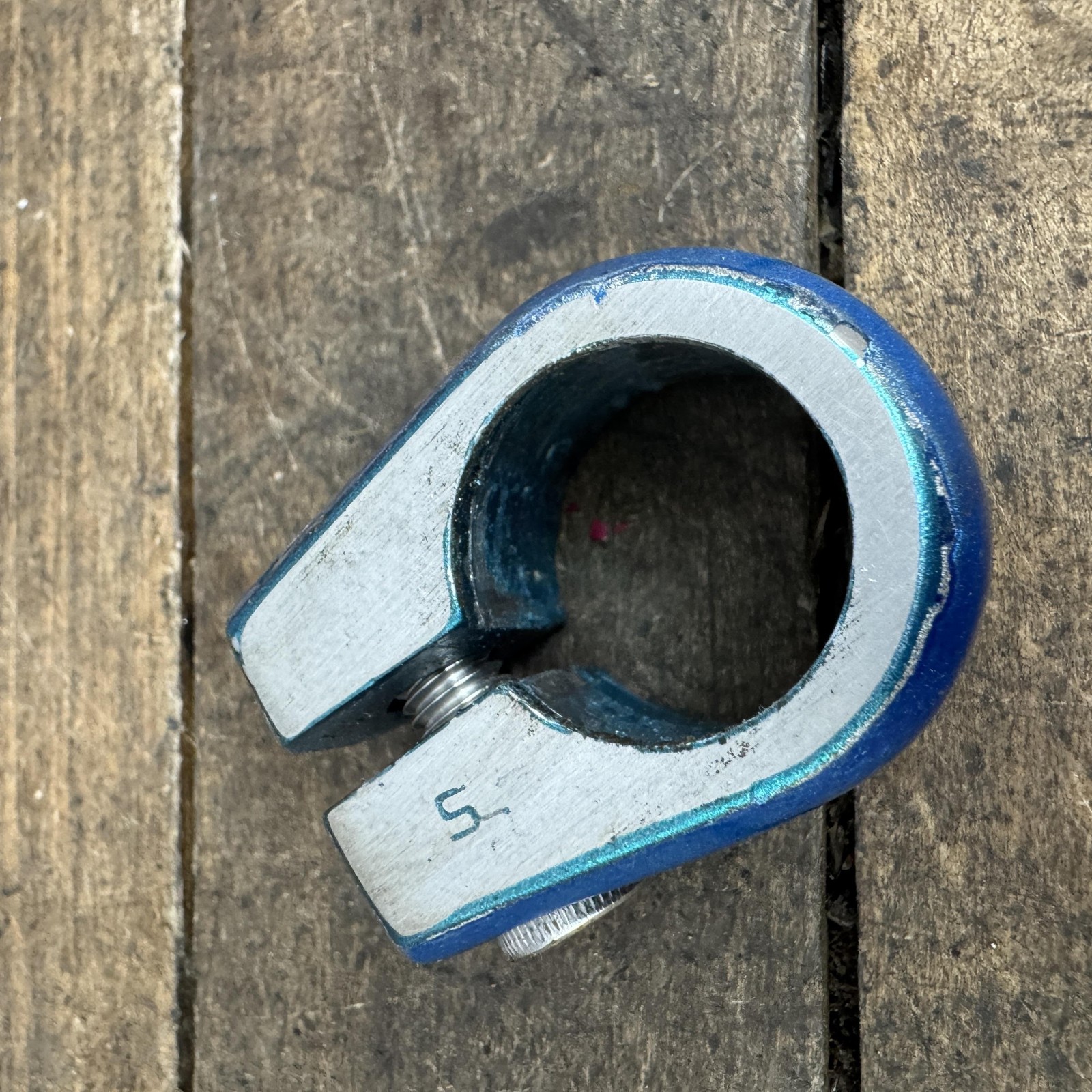 Vintage SR BMX Bicycle Seatpost Clamp 25.4mm Blue 80s Alloy Old School Painted