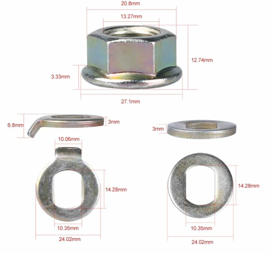 EBIKES e-bike Hub Motor Axle M14/10mm lock nut /lock washer /spacer