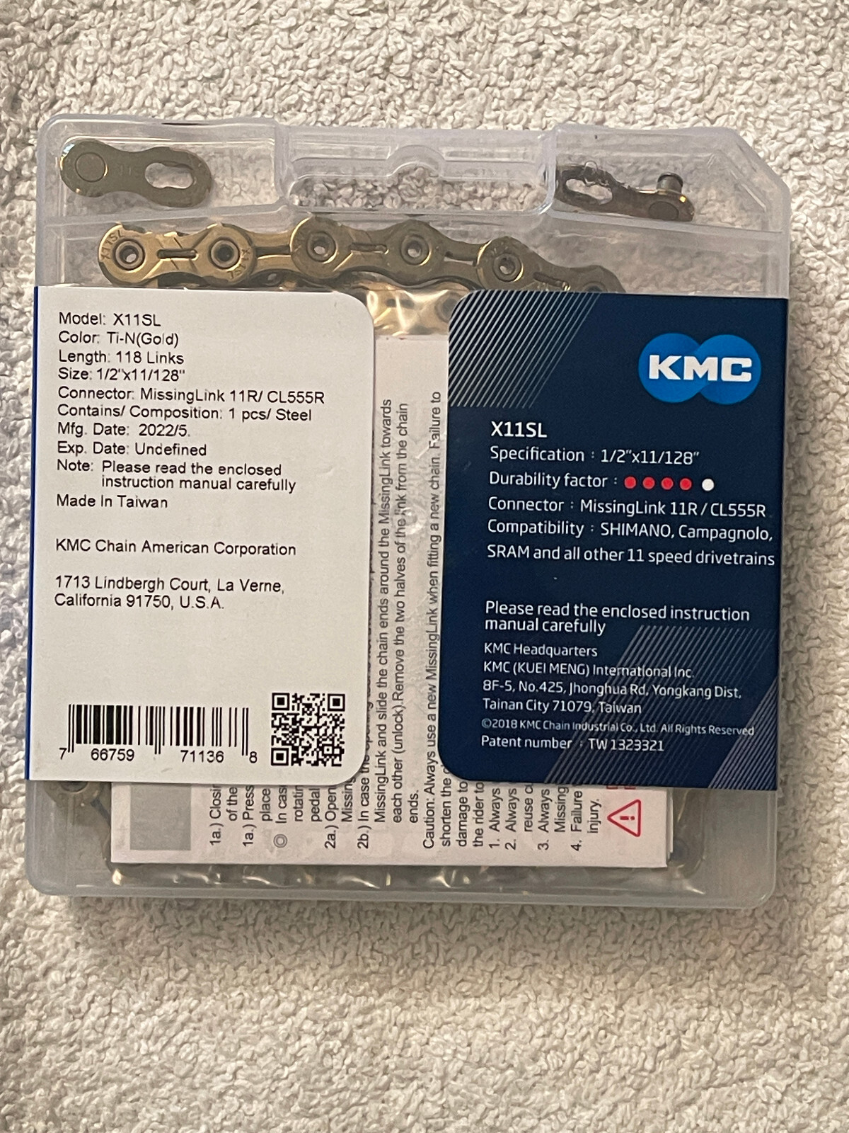 KMC 11 Speed X11SL Ti-N Gold Super Light 118L MTB Bicycle Road E-Bike Chains US