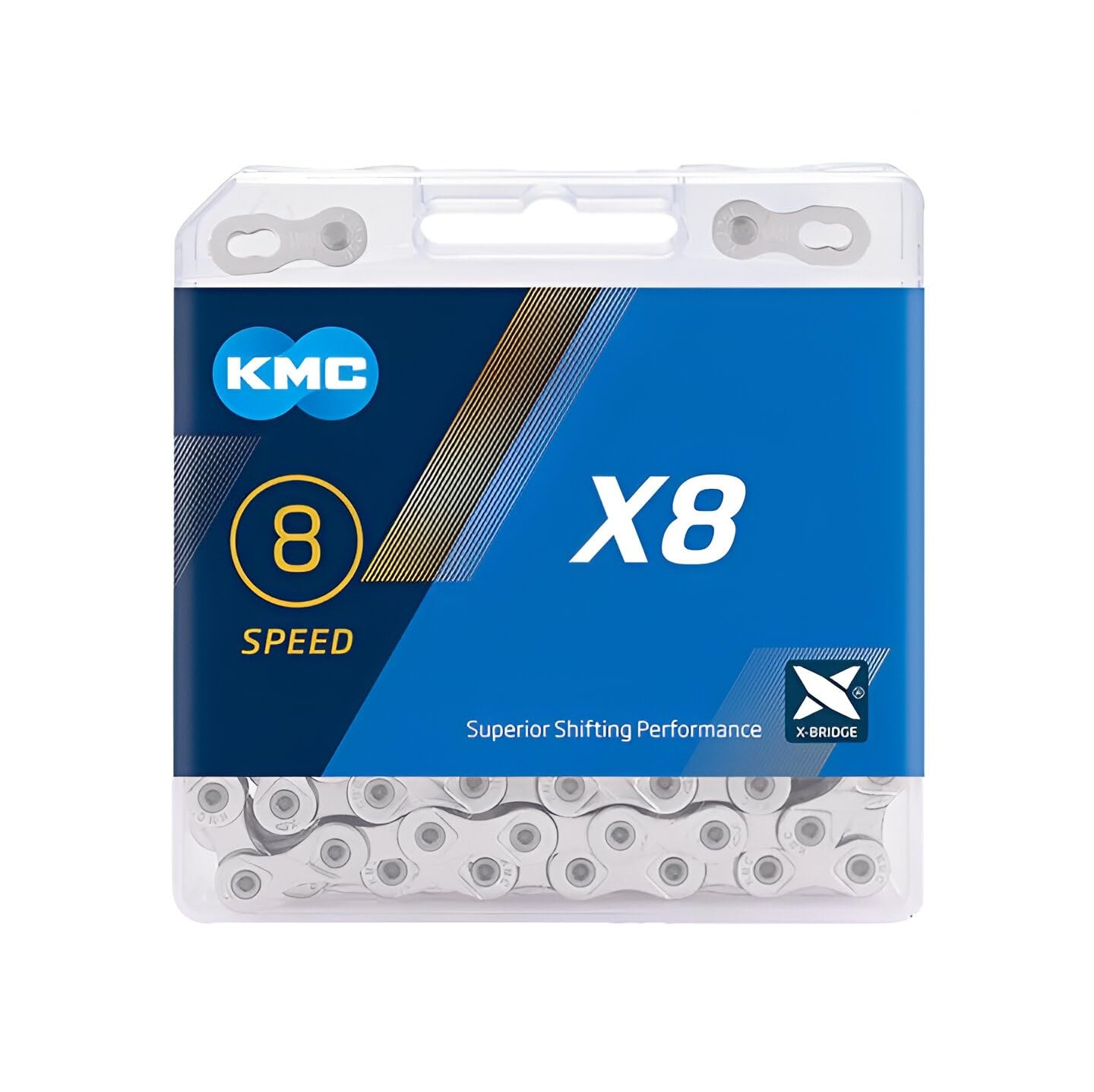 KMC Chain 8SP X8-Silver/Grey – X8.93 116 Link, Nickel Plate / Grey