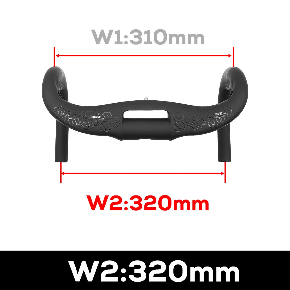 Road Bicycle Carbon Cockpit Handlebar Matt Black Internal Wiring 300mm-360mm