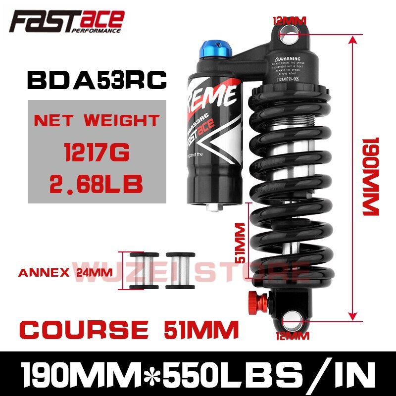 FASTACE BDA53RC MTB Bicycle Downhill DH Rear Shock 220mm 190mm 200/210/240mm