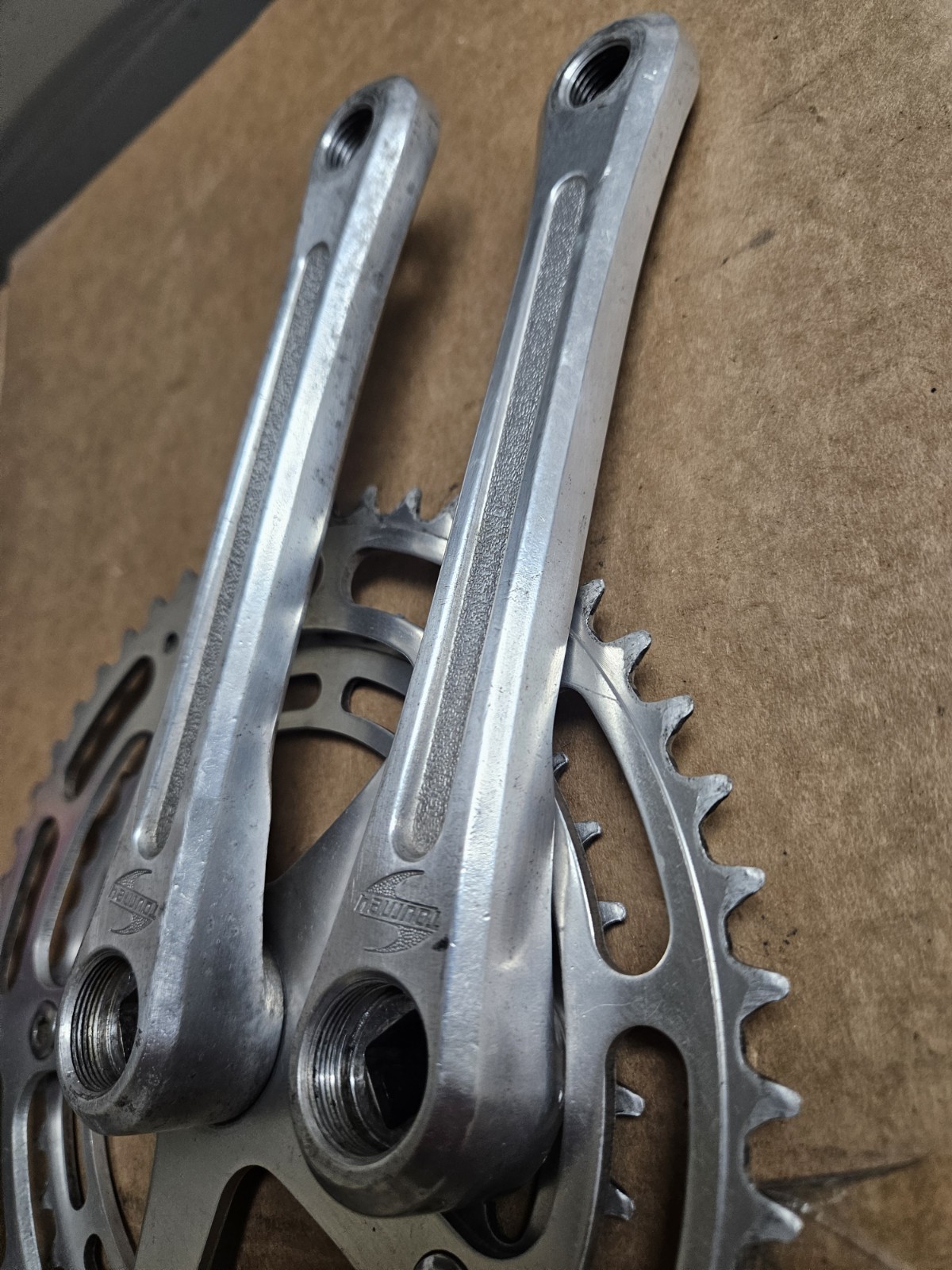 1980 Takagi Tourney Crankset, double 52/40T, 170mm, 130 BCD, square taper, used