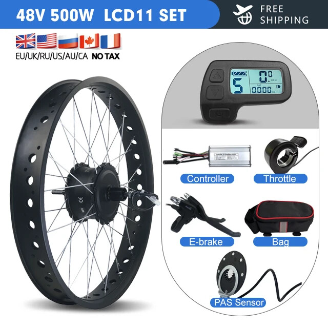 36V48V 500W EBike Fat Rear Cassette Hub Motor Wheel 170mm Dropout Snow Ebike Kit