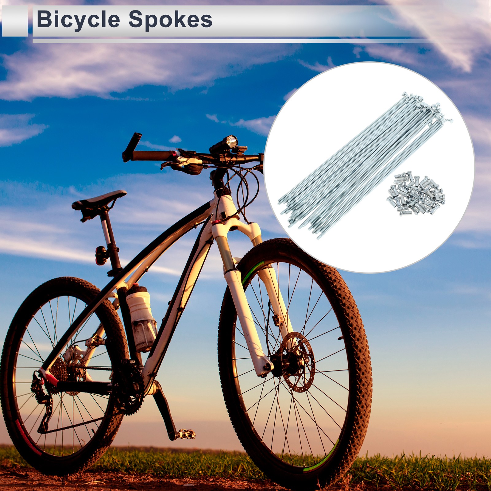 1 Set 12G 187mm Length Bicycle Spokes Nipple Carbon Steel Galvanized Universal