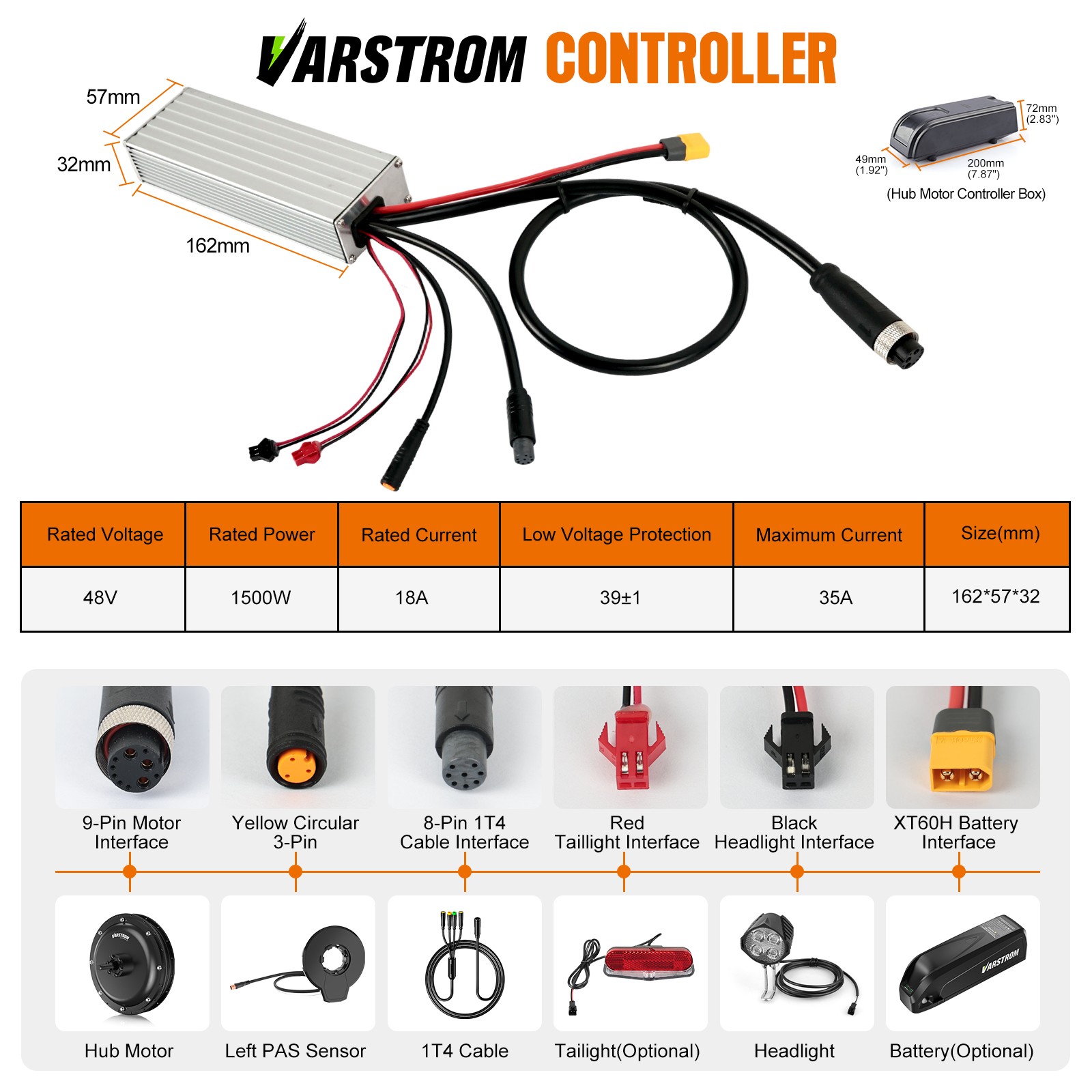 48V1500W26″27.5″700C Varstrom Rear Wheel Hub Motor Cassette EBike Conversion Kit