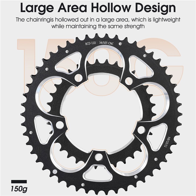 WEST BIKING Road Bike Double Chainring 110BCD 34T/50T Tooth Plate 9/10/11 Speed