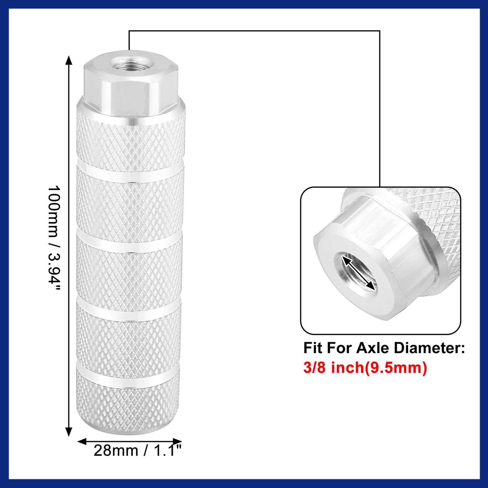 4 Pcs Aluminum Alloy BMX MTB Bike Rear Foot Peg Silver Tone Fit 3/8In Axle