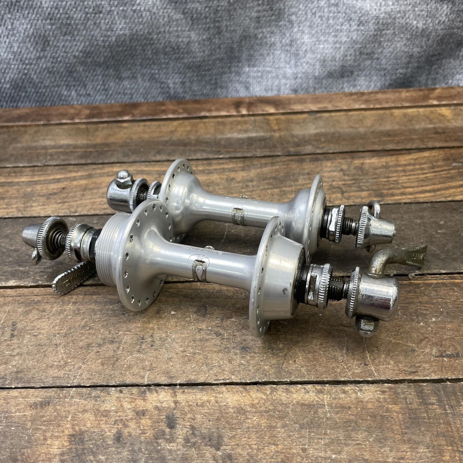 Vintage Shimano Dura-Ace 1st Gen Bike Hub Set 36H 36 Front Rear 120 70s