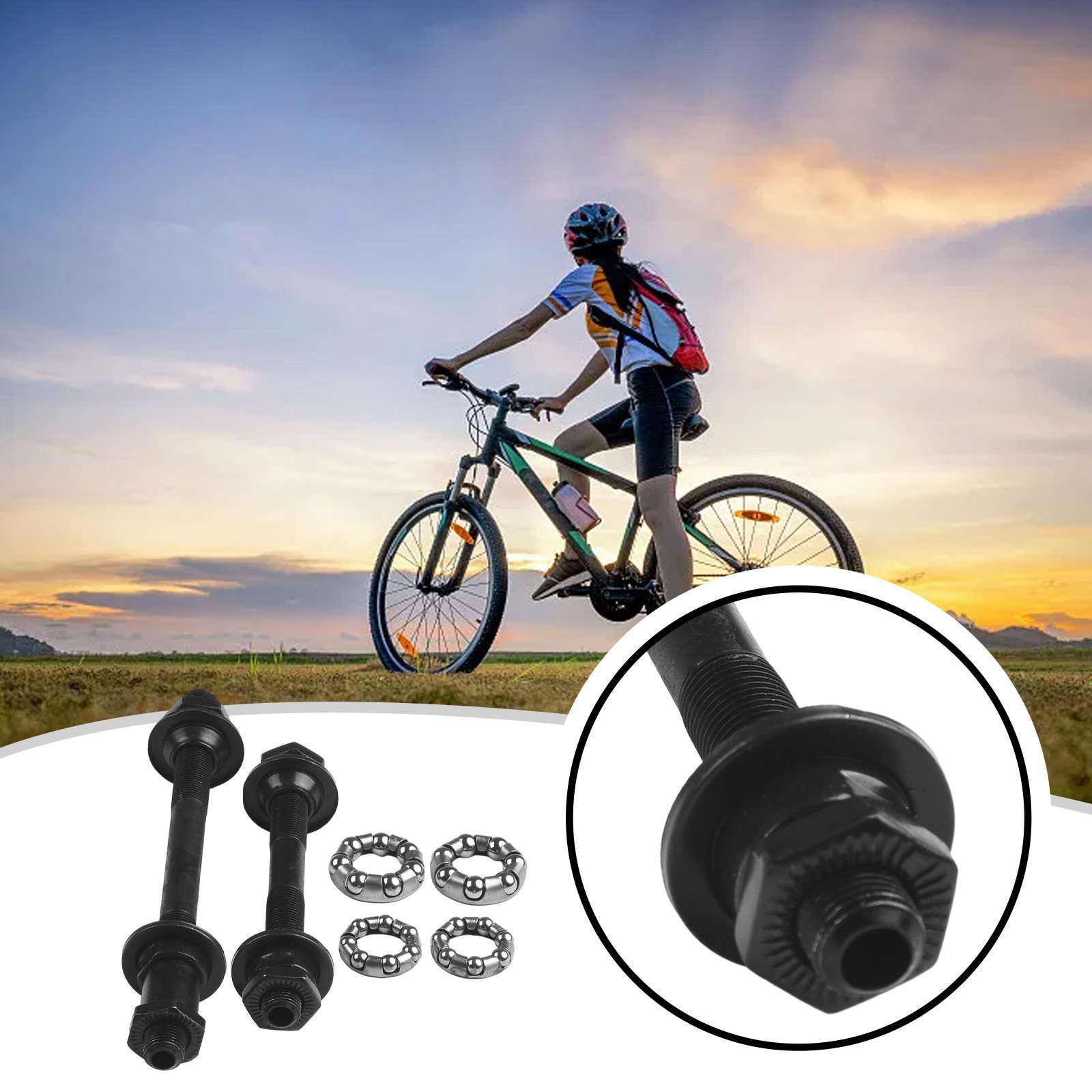 1 Set Bike Bicycle Axles Rear Front Axle Set 108mm 145mm With 1/4，3/16 Balls New