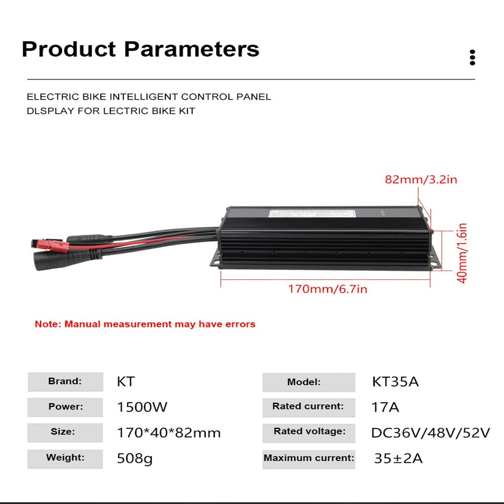 For E-bike1500W Motor 36V 48V 52V Brushless KT 35A Sine Wave Controller WP/SM