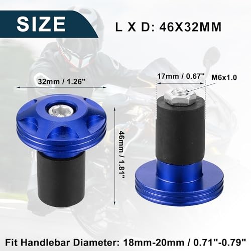 Motorcycle Handlebar End Plug Aluminum Alloy 18mm-20mm 0.71″-0.79″ 32mm OD