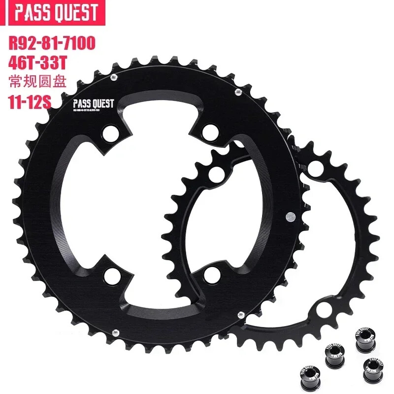 4 Bolts Round Chainwheel 110bcd Aluminum Double Chainring for Shimano 54T-33T