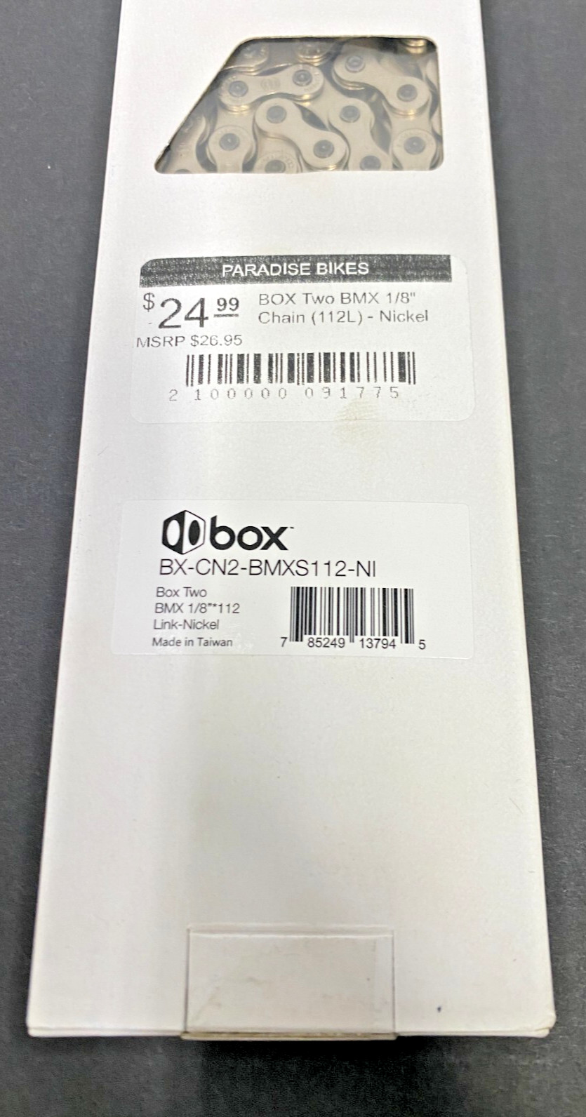 Box Components Two Single Speed 1/8″ x 112 Link Chain – Nickel BX-CN2-BMXS112-NI