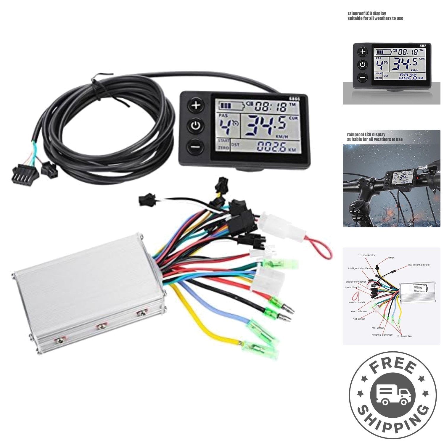 High-Performance 36V-48V LCD Display Brushless Controller for Electric Scooters